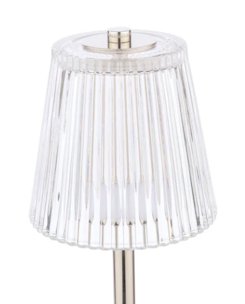 Callaghan Table Lamp Matt Antique Brass/ Polished Nickel and Ribbed Glass LED - Image 6