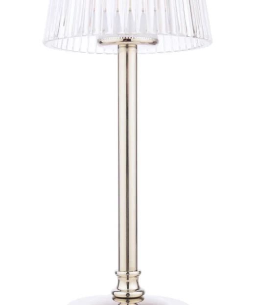 Callaghan Table Lamp Matt Antique Brass/ Polished Nickel and Ribbed Glass LED - Image 7