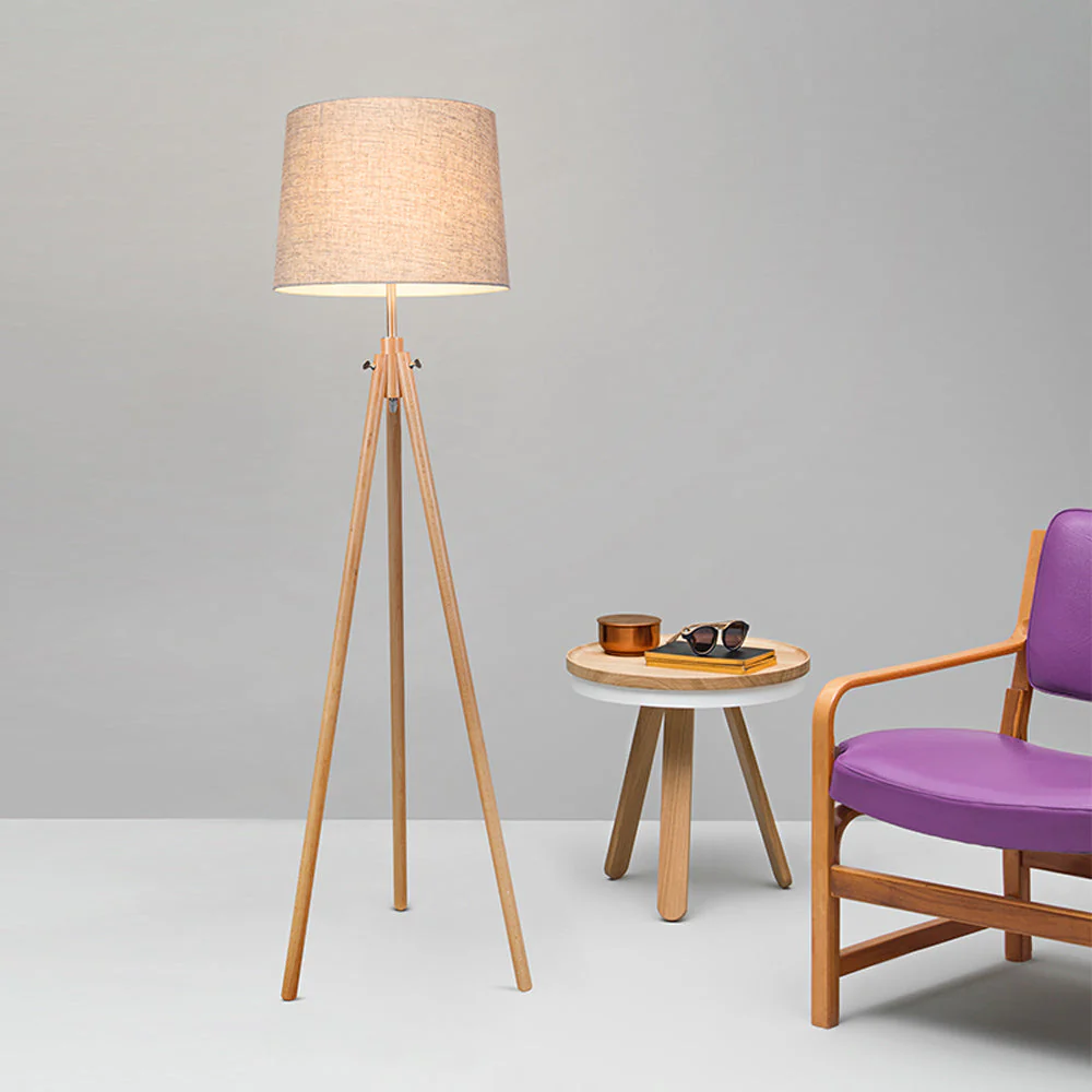 Calvin Floor lamp E27 - Beige/Black Finish - Image 4