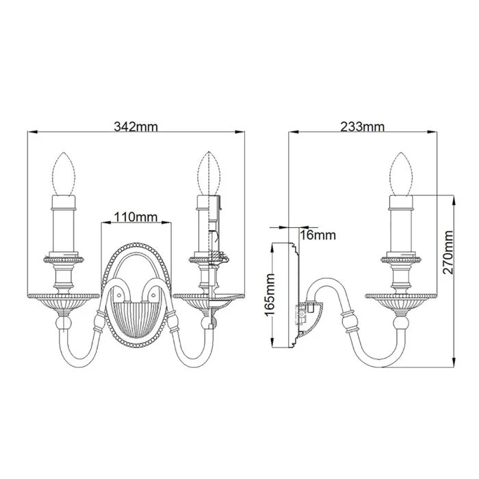 Cambridge 1/2 Light Wall Light - Burnished Brass - Image 3