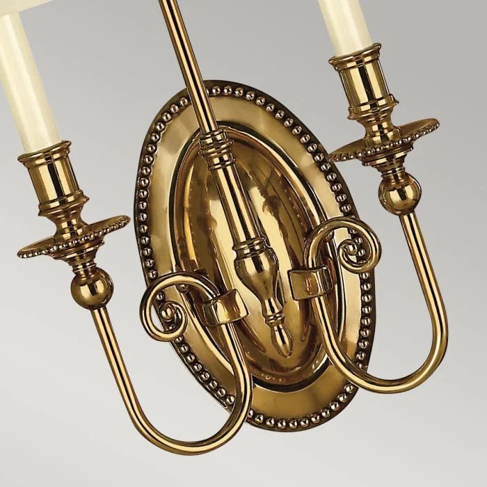 Cambridge 2 Light Wall Light - Burnished Brass with Ivory Shade - Image 2
