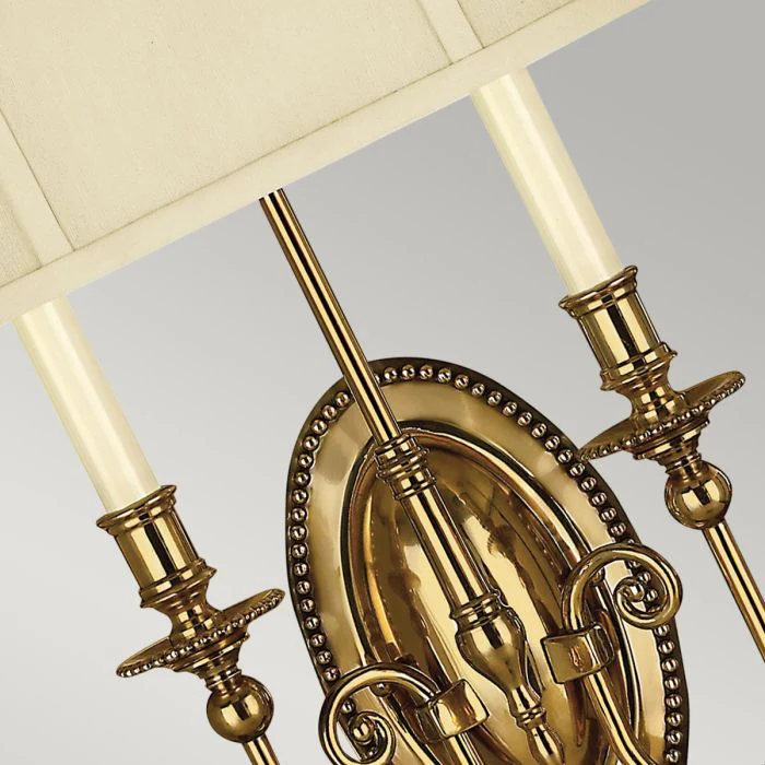Cambridge 2 Light Wall Light - Burnished Brass with Ivory Shade - Image 4