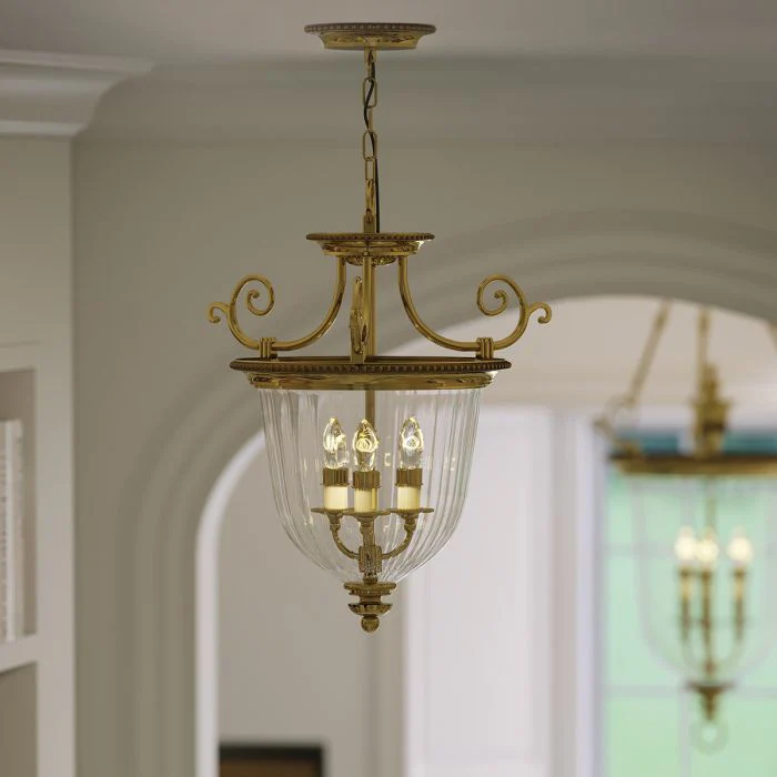 Cambridge 3 Light Small/Large Pendant - Burnished Brass - Image 3