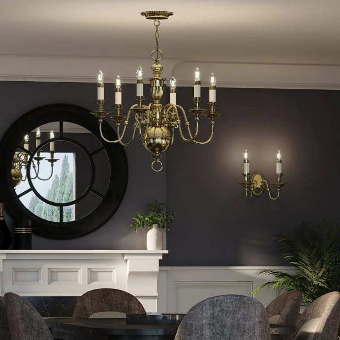 Cambridge 6 Light Chandelier - Burnished Brass - Image 6