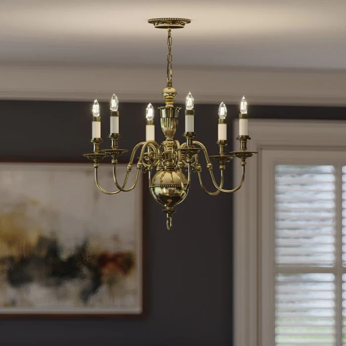 Cambridge 6 Light Chandelier - Burnished Brass - Image 7