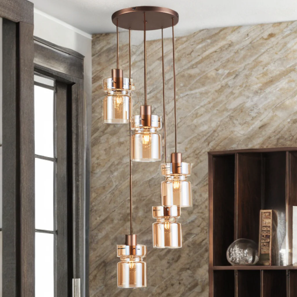 Camden 4 Lt Ceiling Light- Silver/ Grey/ Copper Finishes - Image 4