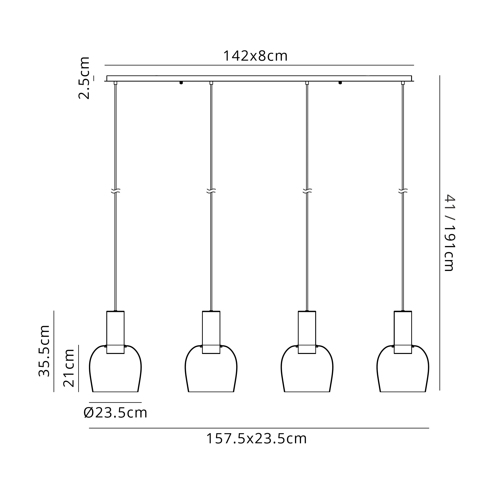 Camden 4Lt Linear Pendant - Image 12