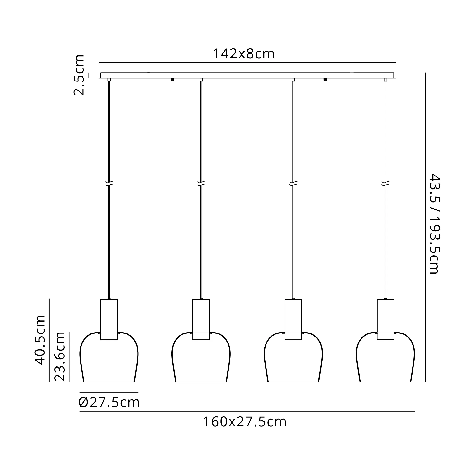 Camden 4Lt Linear Pendant - Image 25