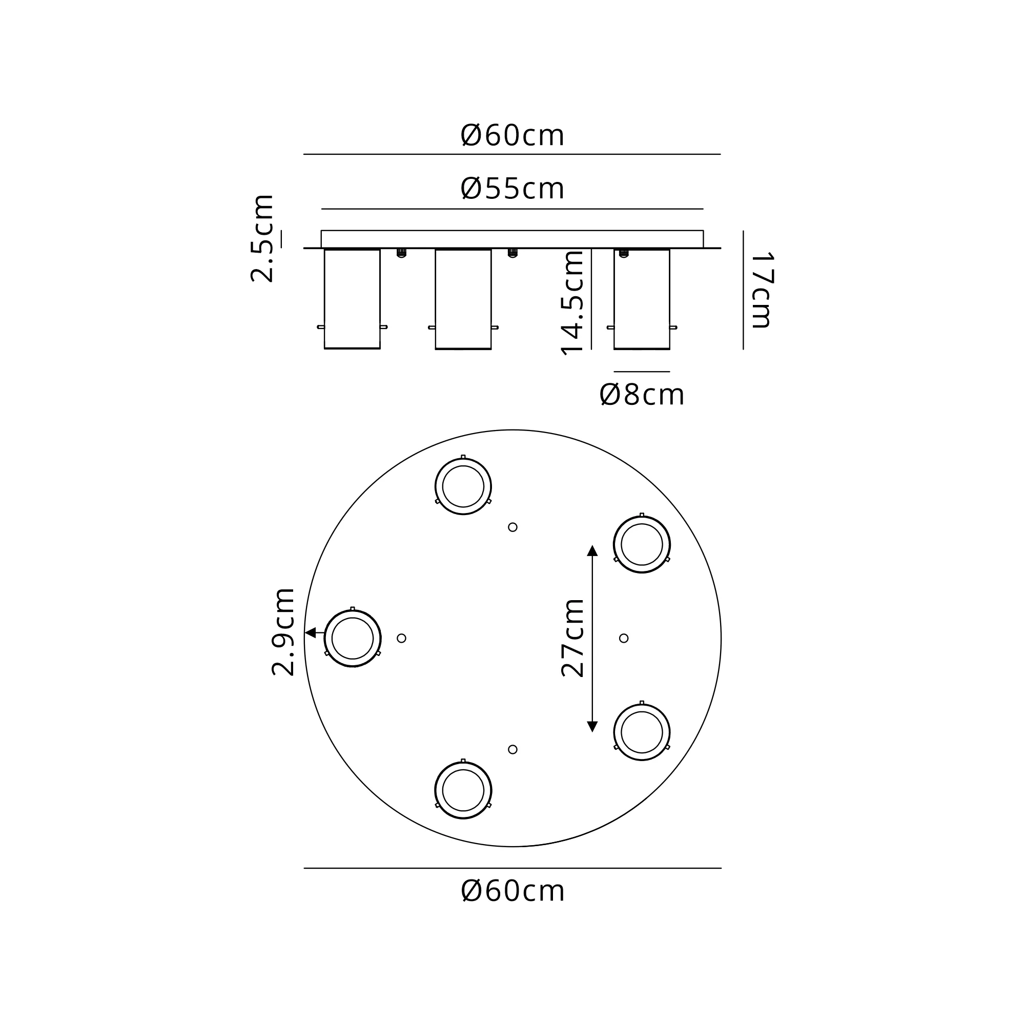 Camden 3/5Lt Round Semi- Flush Ceiling Light - Various Sizes & Colors - Image 12