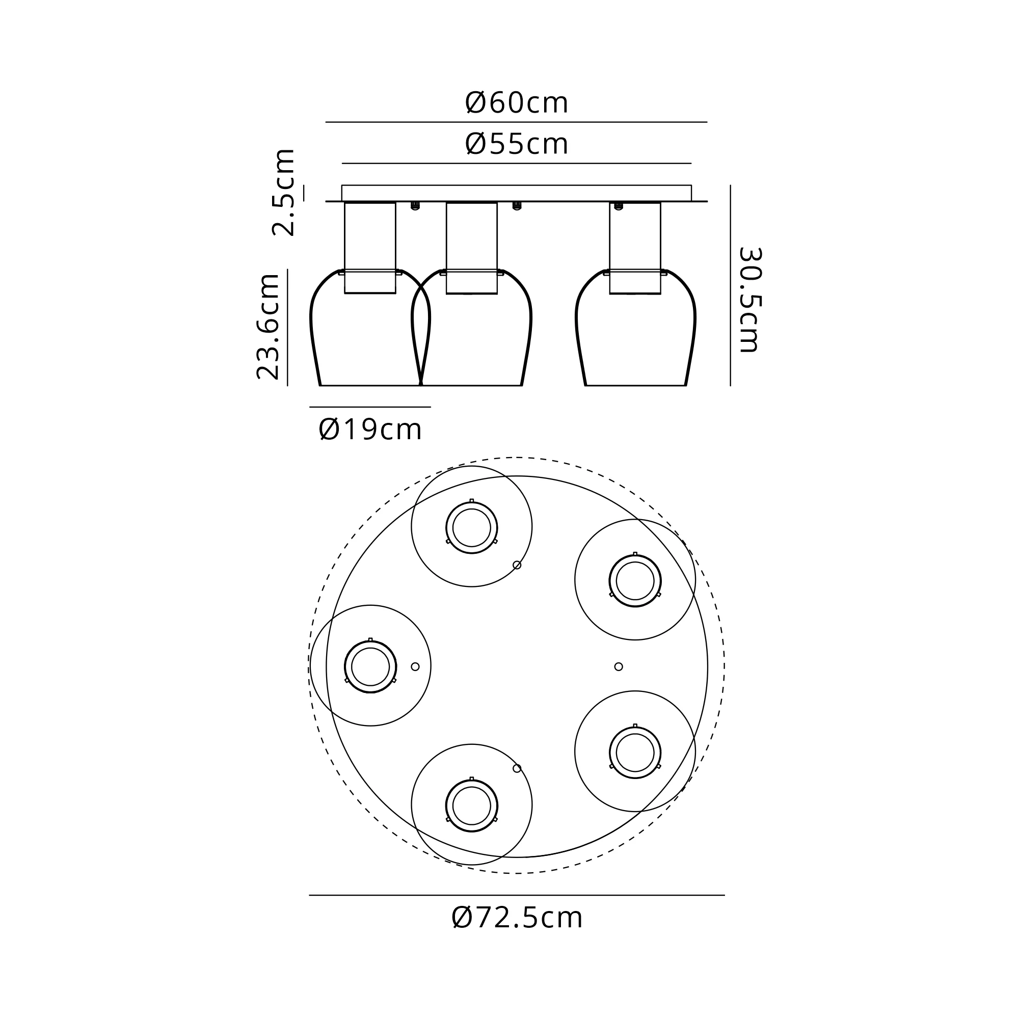 Camden 3/5Lt Round Semi- Flush Ceiling Light - Various Sizes & Colors - Image 14