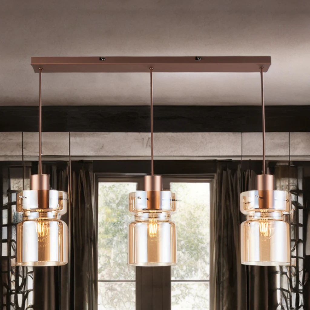 Camden Kitchen Linear Table Light- Copper/ Silver/ Amber - Image 4