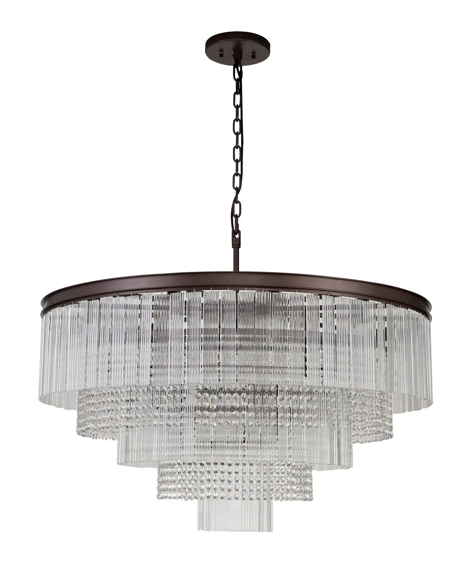 Camden Large 3 Tier Round Pendant, 27 Light E14, Brown Oxide, Item Weight: 28.6kg - Image 4
