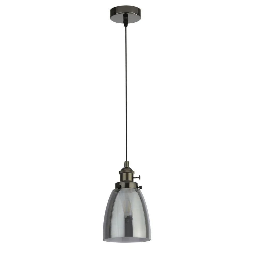 Camden Pendant - Black Chrome Metal & Smoked Glass - Image 2