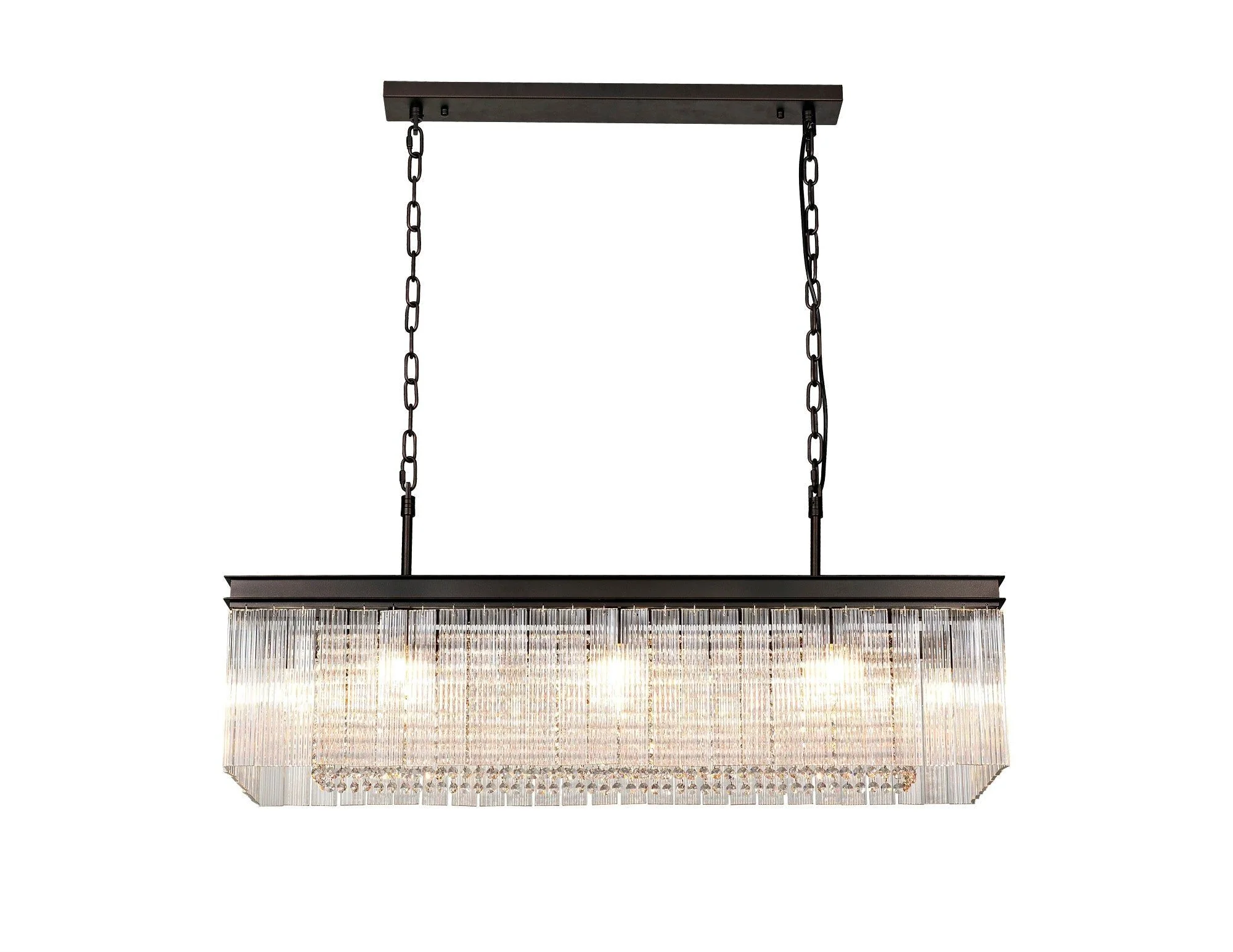 Camden Rectangular Pendant, 11 Light E14, Brown Oxide Item Weight: 15kg - Image 4