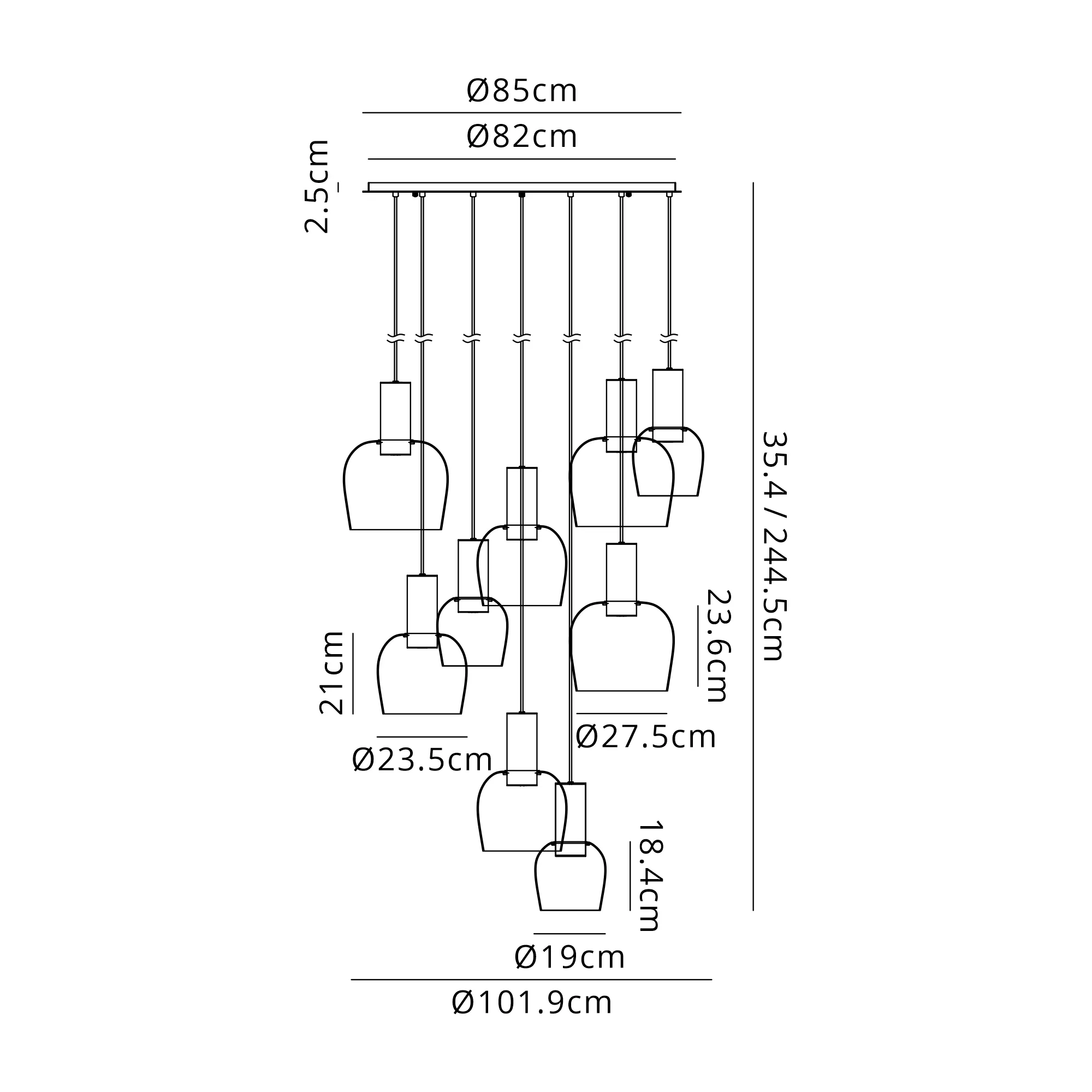 Camden 9 Light Round Pendant In Various Finishes - Image 31