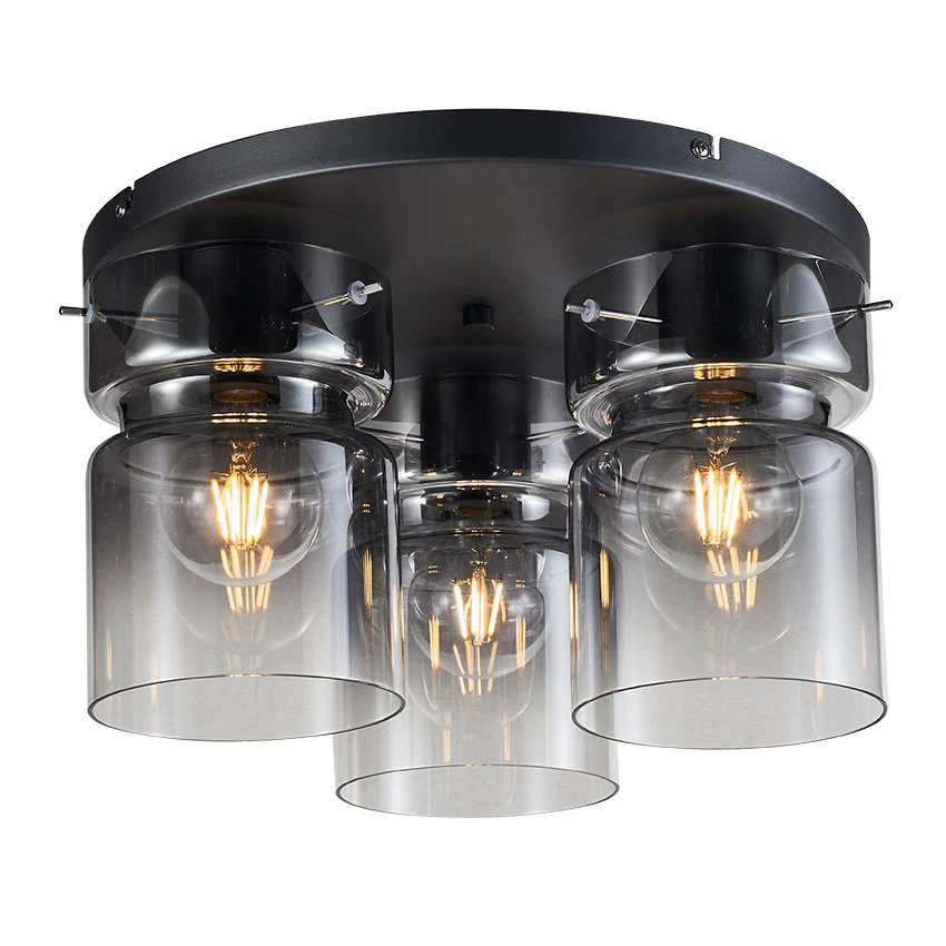 Camden Flush Ceiling Light- Grey/ Silver/ Copper Finishes - Image 2