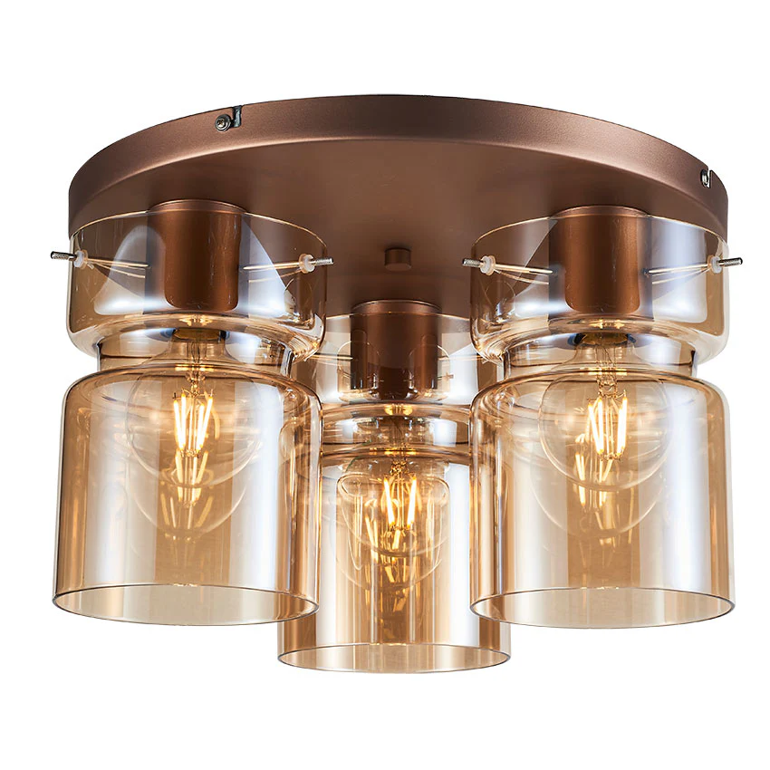 Camden Flush Ceiling Light- Grey/ Silver/ Copper Finishes - Image 3