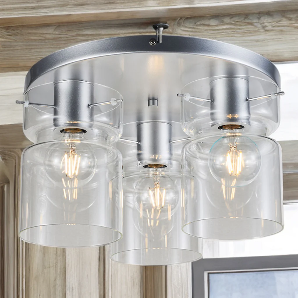 Camden Flush Ceiling Light- Grey/ Silver/ Copper Finishes - Image 6