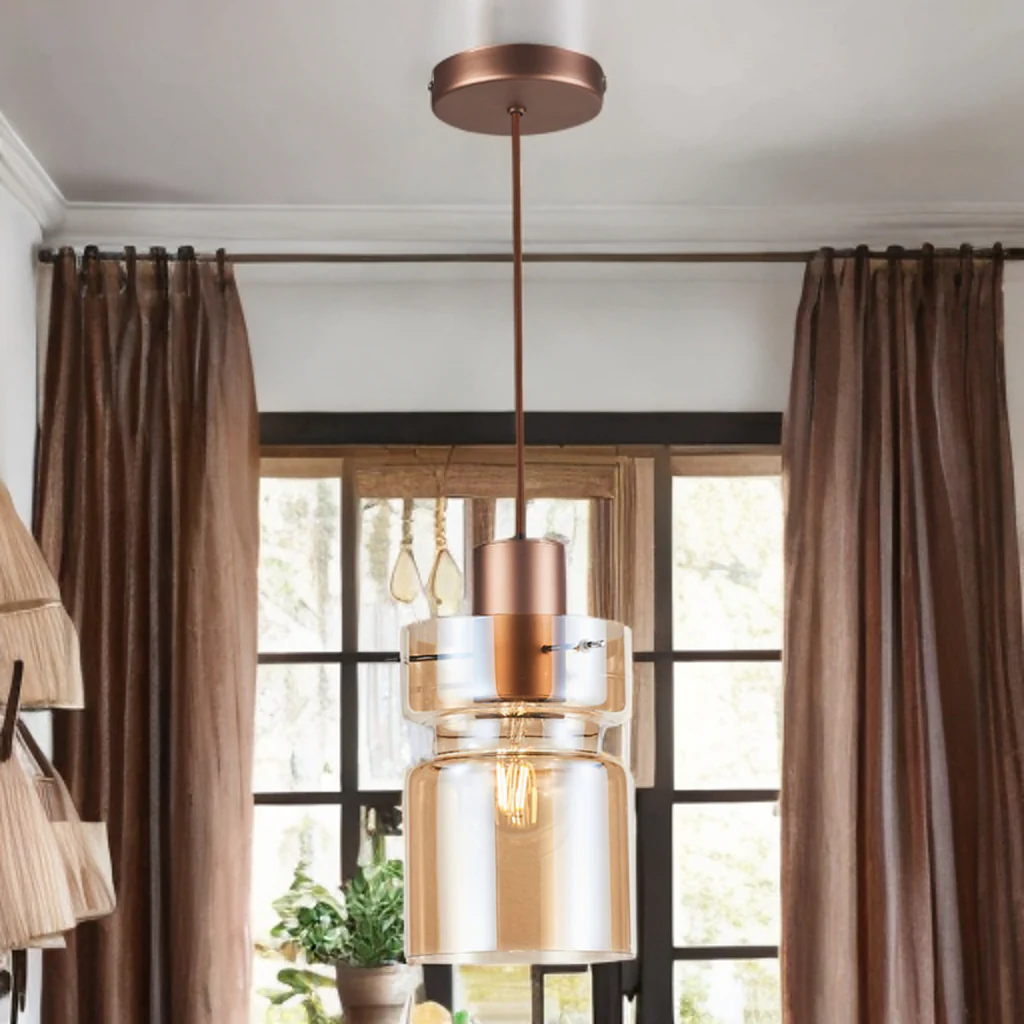 Camden Single Pendant Light- Silver/ Grey/ Copper Finishes - Image 6