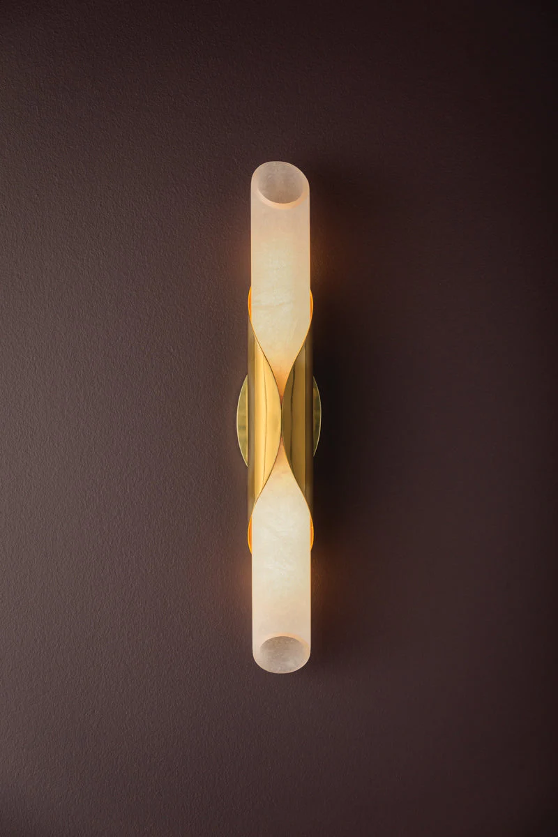 Camilla 2Lt Sconce - Brass & Alabaster - Image 2