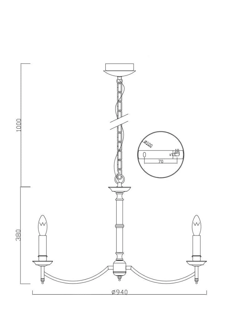 Camilla 3/5/8Lt Fitting Only - Bronze /Chrome Finish - Image 4