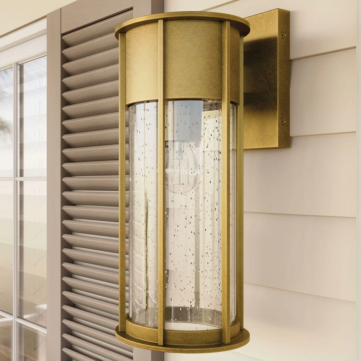 Camillo 1lt Medium Outdoor Wall Lantern - Painted Natural Brass/Black E27 IP44 - Image 8