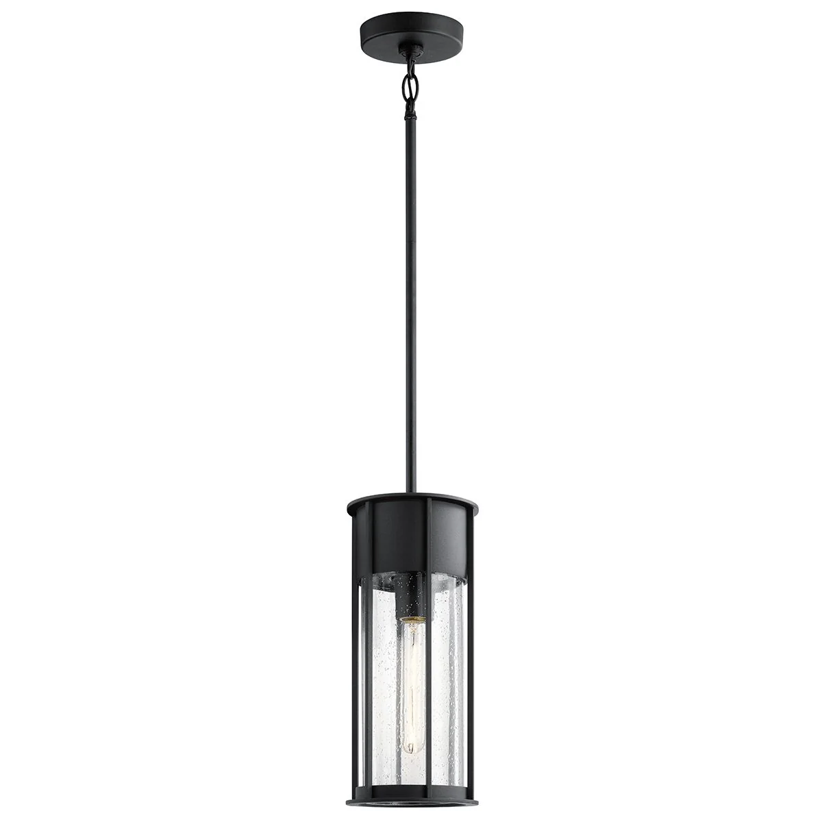 Camillo 1lt Outdoor Pendant - Painted Natural Brass/Textured Black IP44 E27 - Image 2