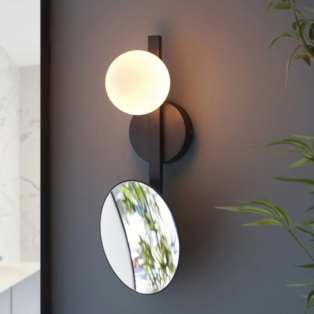 Candela 1Lt Bathroom Wall Light IP44 - Chrome/Black (Mirror Optional) - Image 3