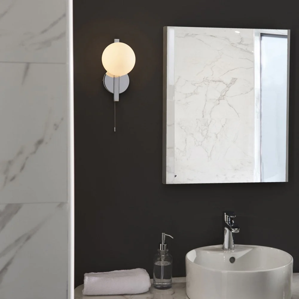 Candela 1Lt Bathroom Wall Light IP44 - Chrome/Black (Mirror Optional) - Image 4
