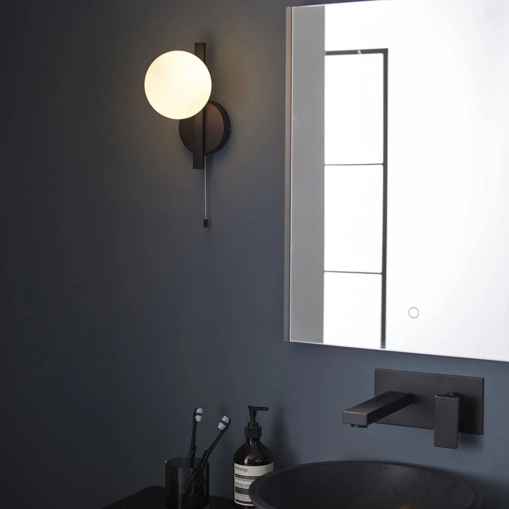 Candela 1Lt Bathroom Wall Light IP44 - Chrome/Black (Mirror Optional) - Image 5