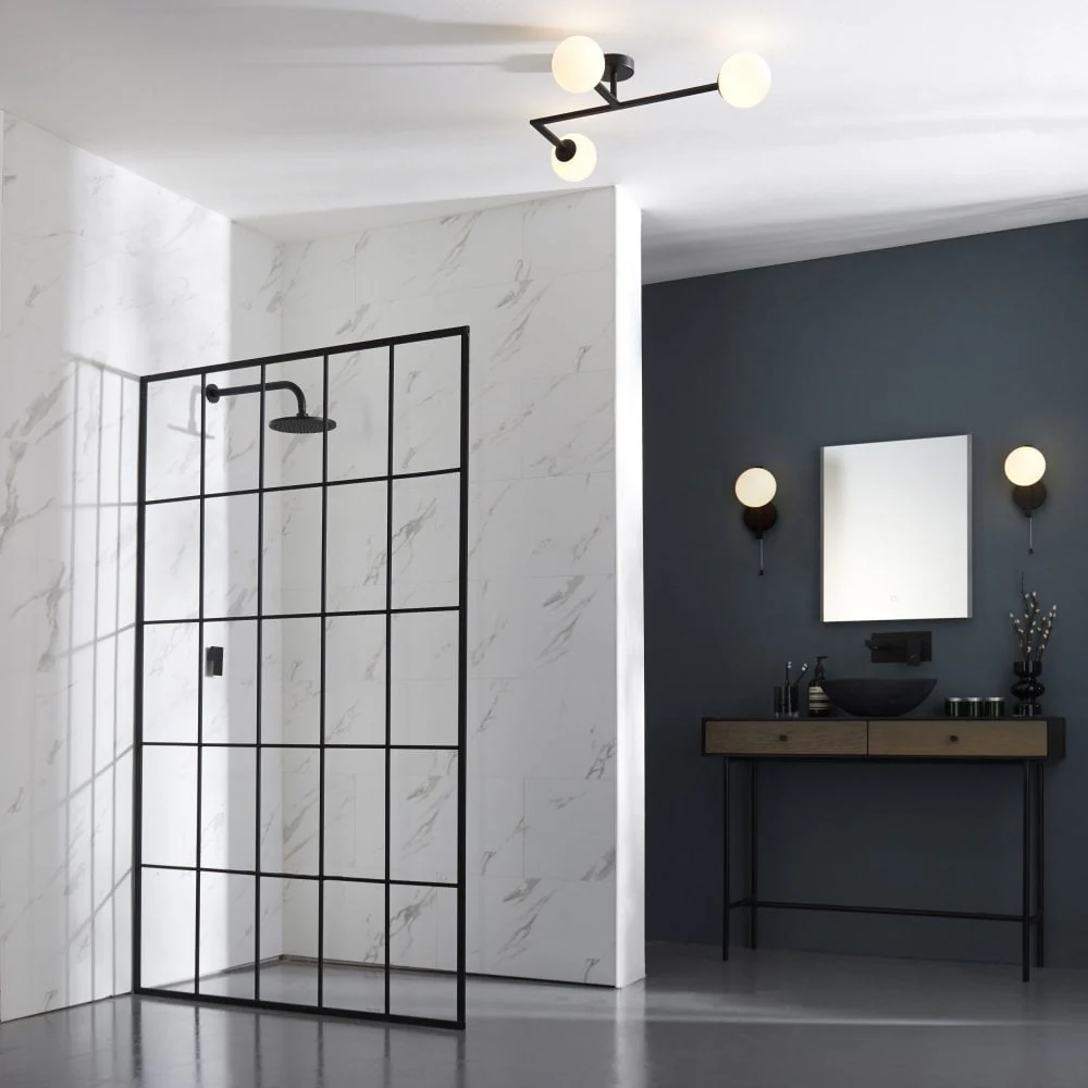Candela 3Lt Centre Ceiling Light IP44 - Matt Black/Chrome - Image 3