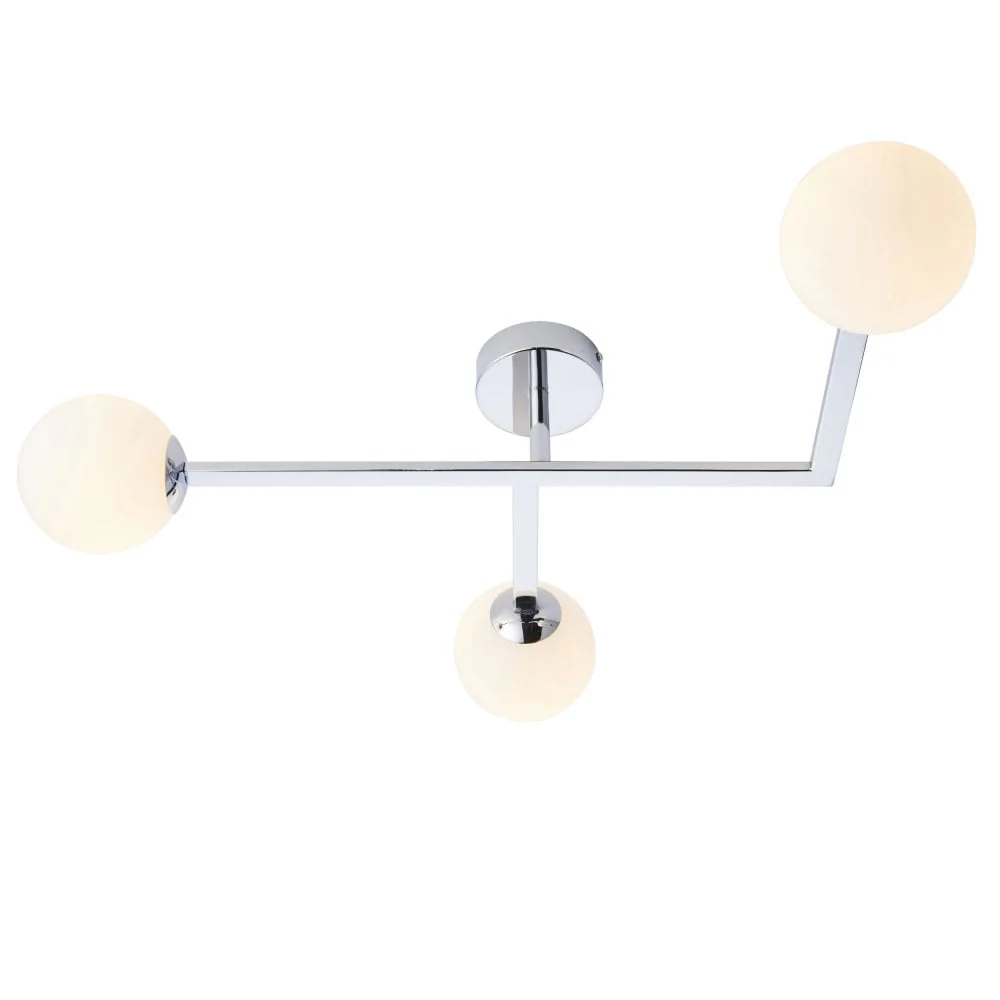 Candela 3Lt Centre Ceiling Light IP44 - Matt Black/Chrome - Image 6