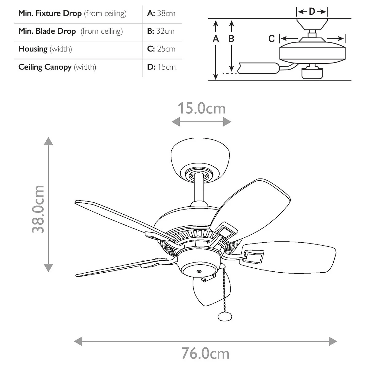 Canfield IP20 - 30in / 76cm Fan - Brushed Nickel - Image 7