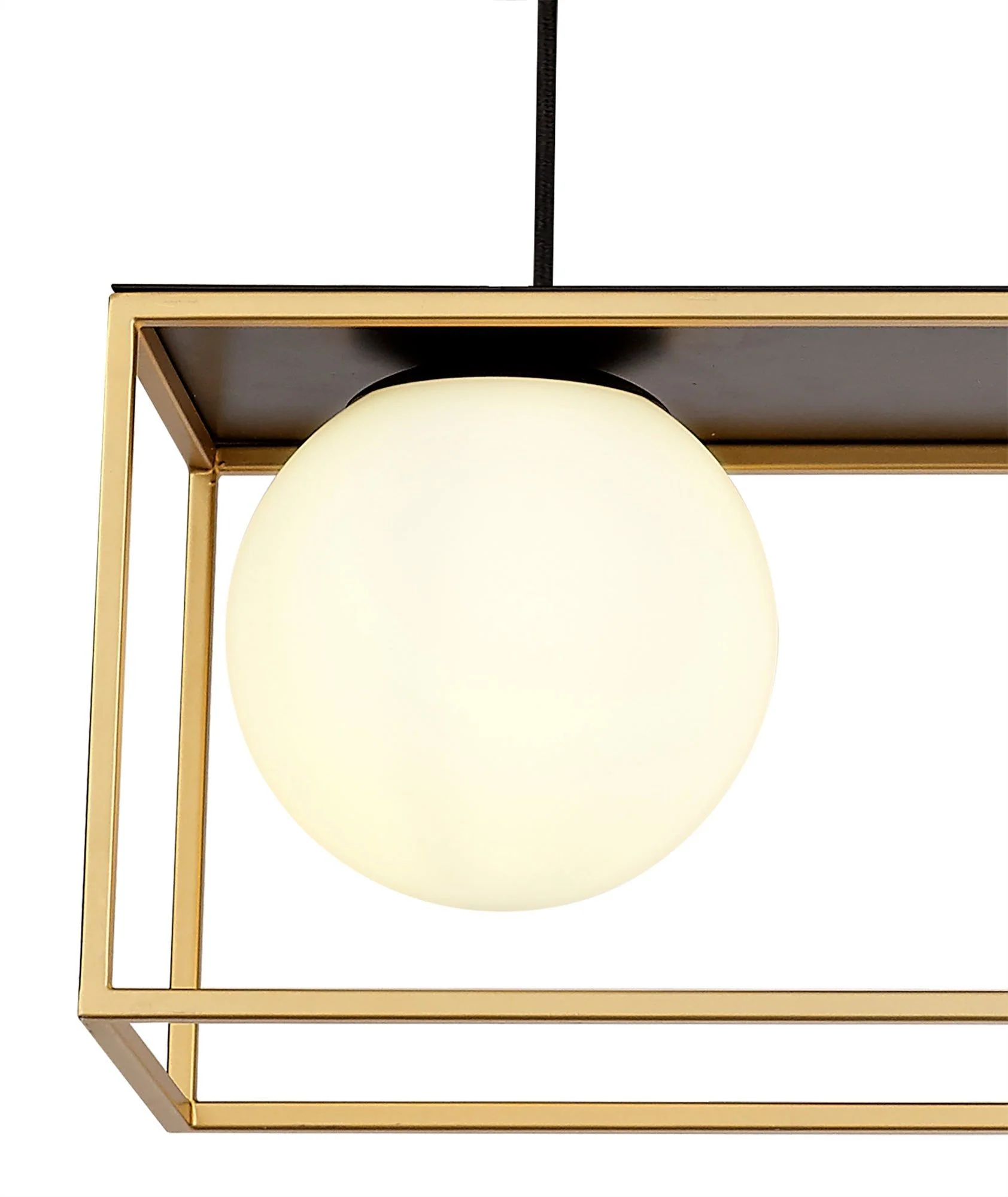 Cannes Linear Pendant, 3 Light Adjustable E14, Matt Black/Painted Gold - Image 6