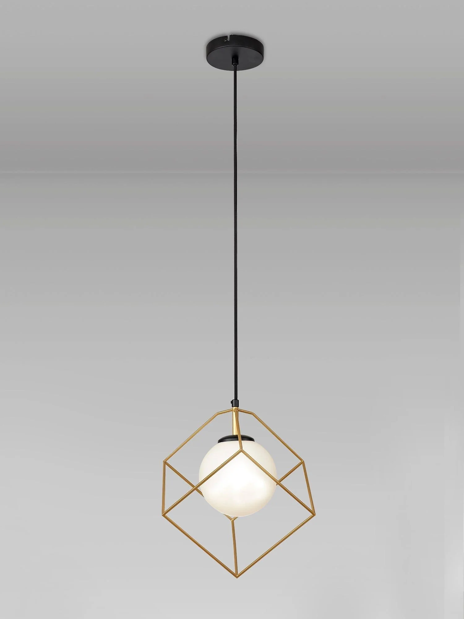 Cannes Single Pendant, Matt Black/Painted Gold - Image 2