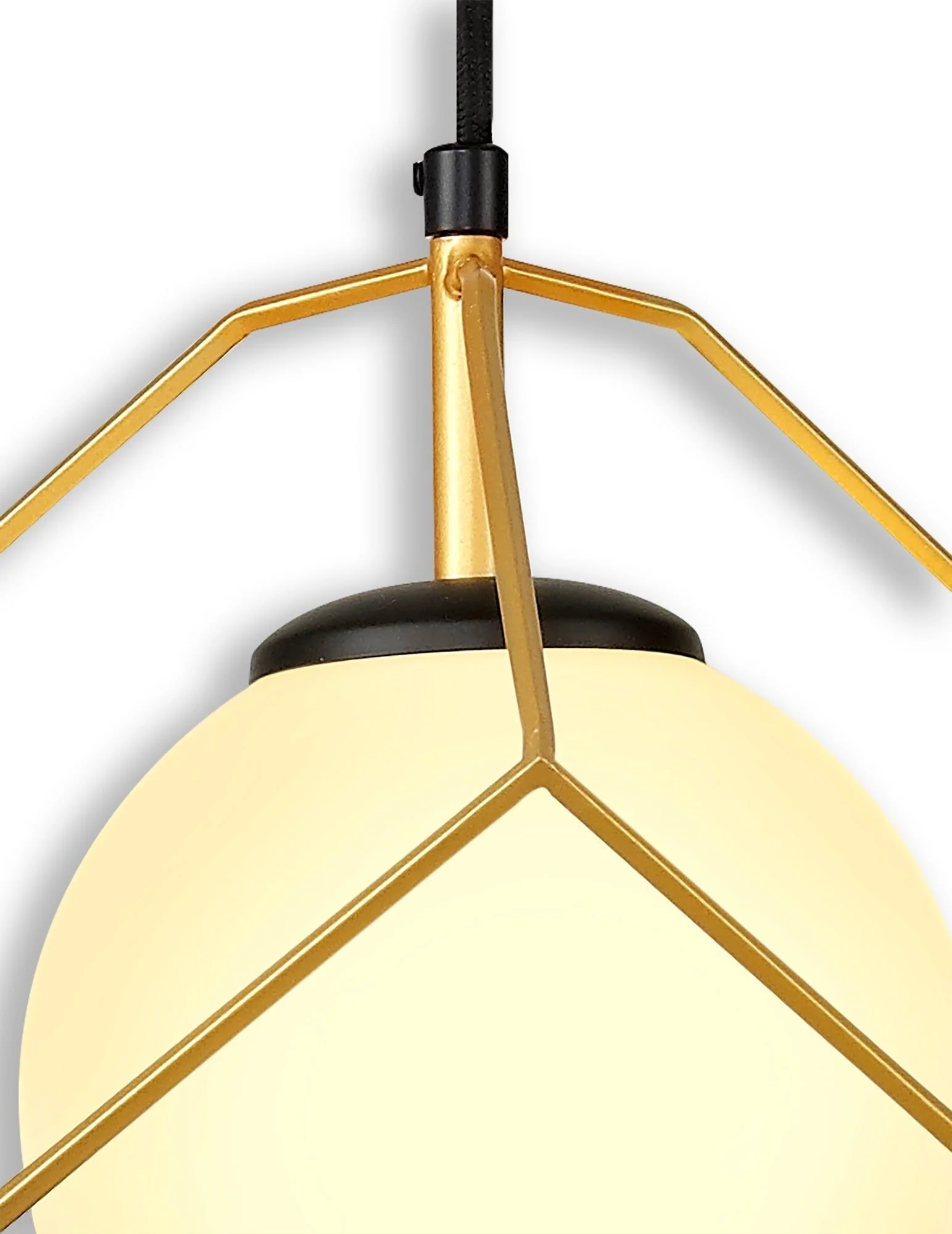 Cannes Single Pendant, Matt Black/Painted Gold - Image 7
