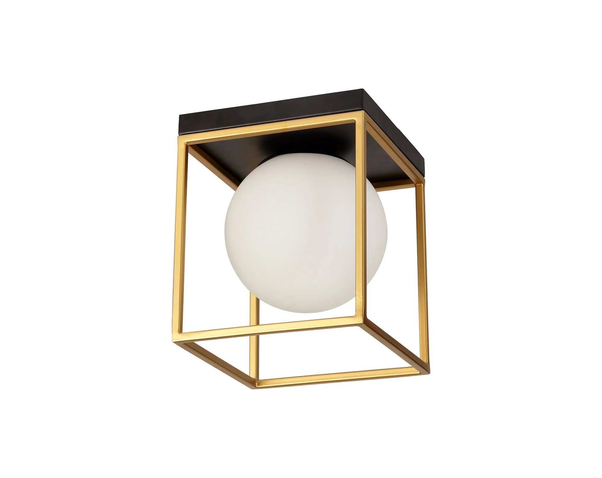 Cannes Square Ceiling Flush, Matt Black/Painted Gold - Image 3