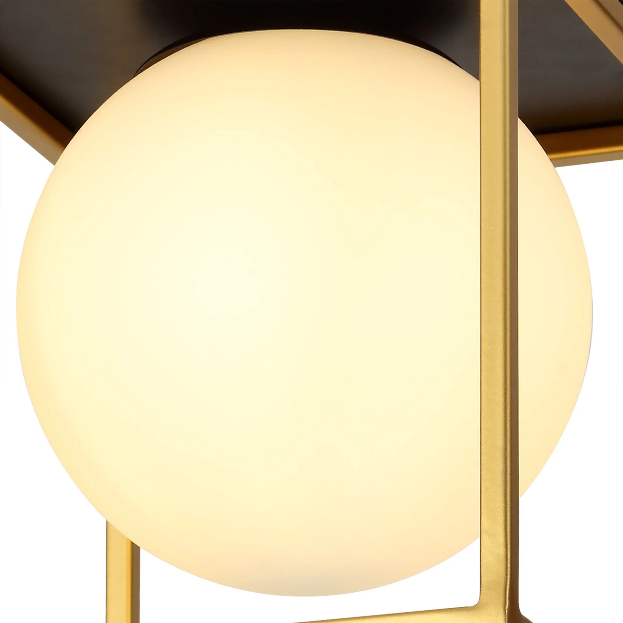Cannes Square Ceiling Flush, Matt Black/Painted Gold - Image 6