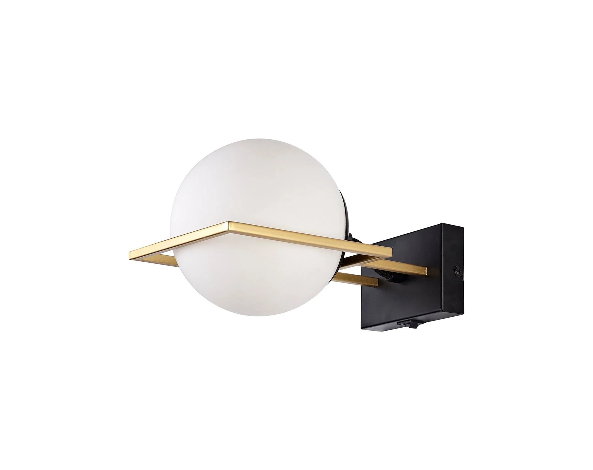 Cannes Wall Lamp Switched, 1 Light E14, Matt Black/Polished Gold - Image 2