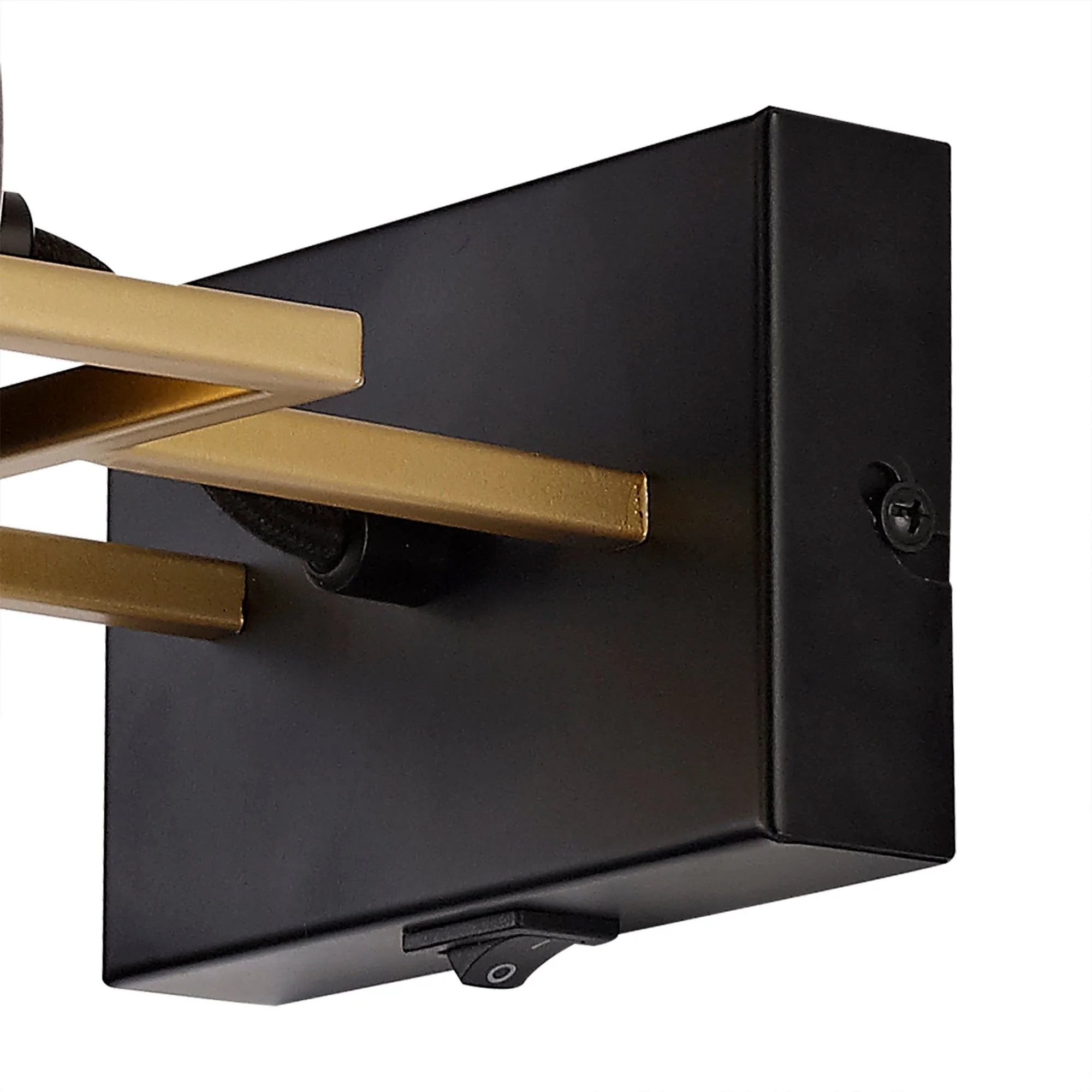 Cannes Wall Lamp Switched, 1 Light E14, Matt Black/Polished Gold - Image 5