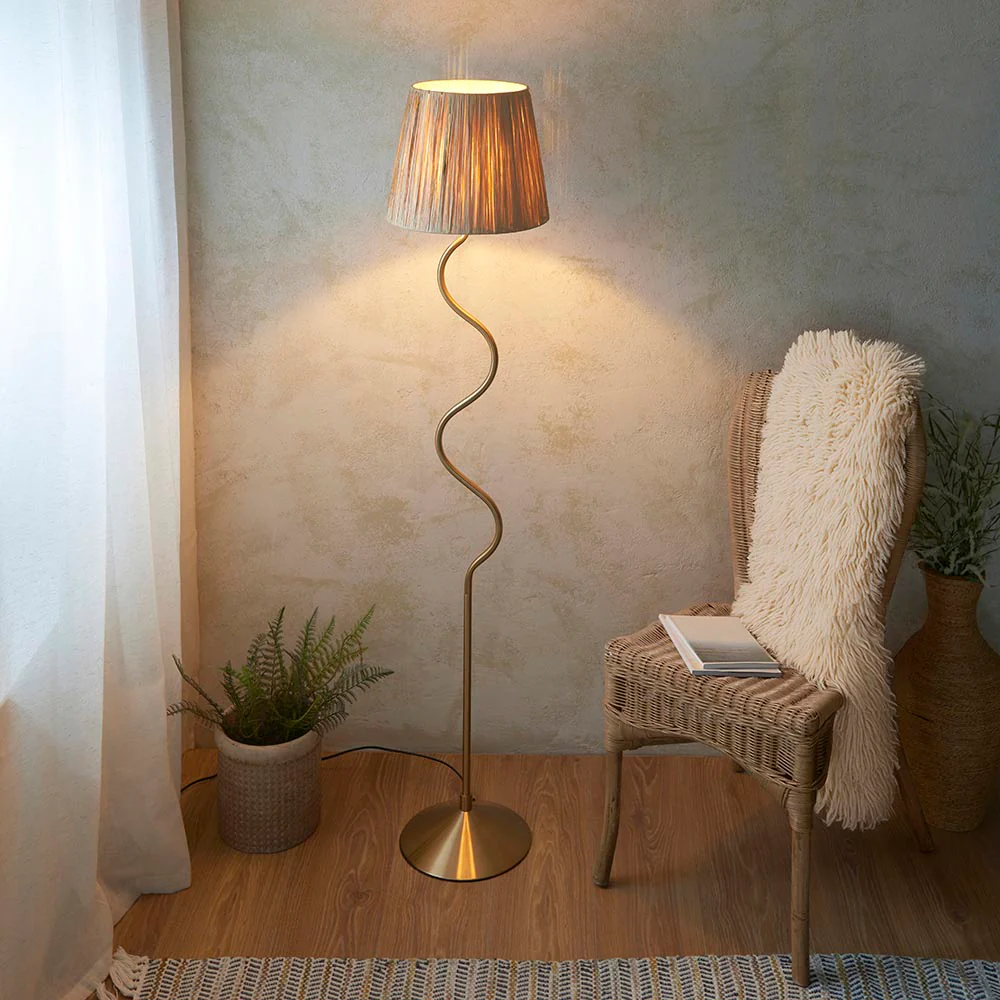 Canopus Floor Lamp - Matt Black/Aged Brass Finish E27 - Image 10