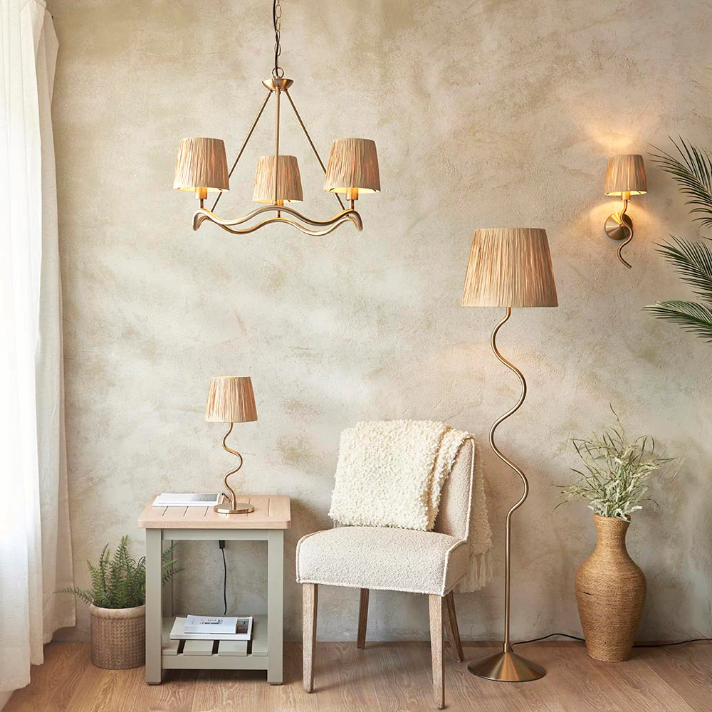 Canopus Floor Lamp - Matt Black/Aged Brass Finish E27 - Image 15