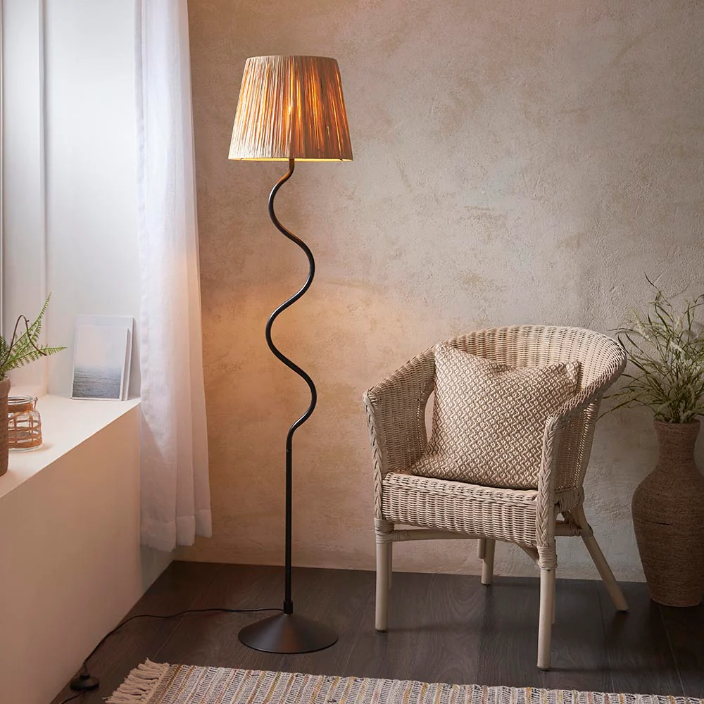 Canopus Floor Lamp - Matt Black/Aged Brass Finish E27 - Image 2