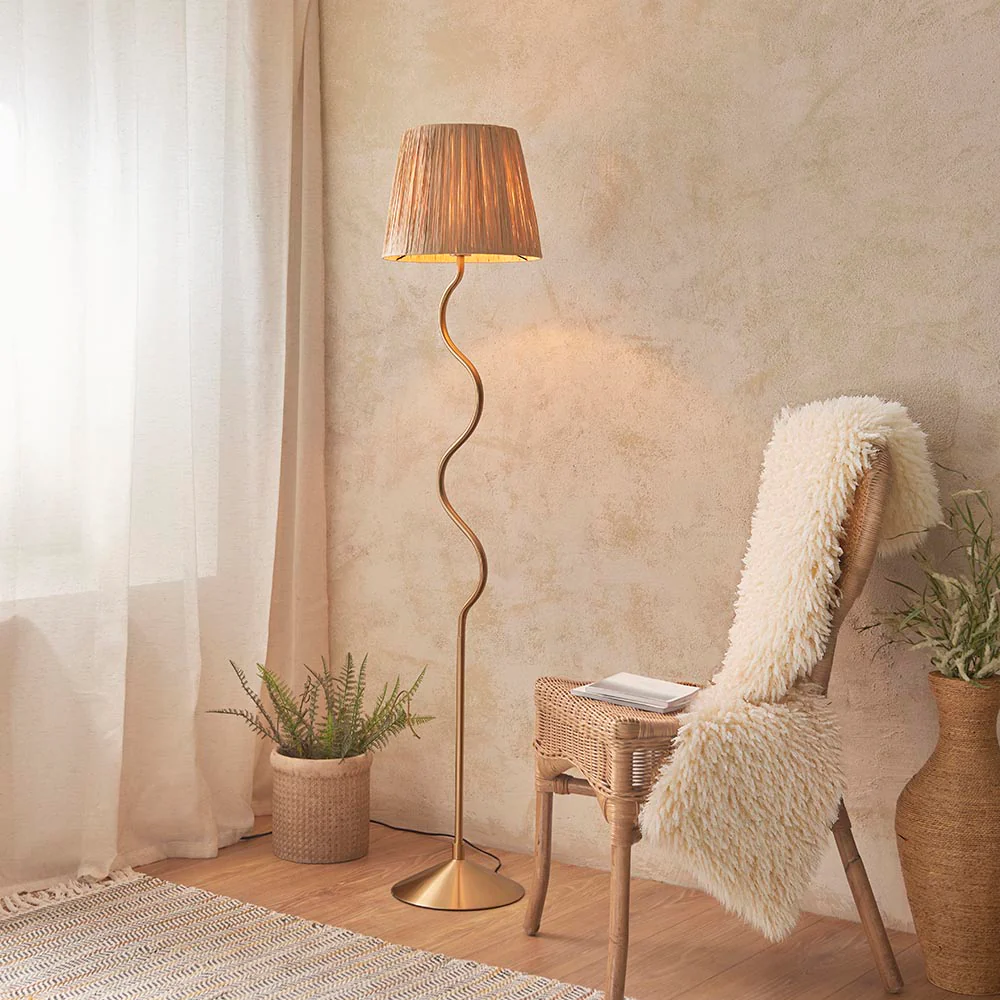 Canopus Floor Lamp - Matt Black/Aged Brass Finish E27 - Image 9
