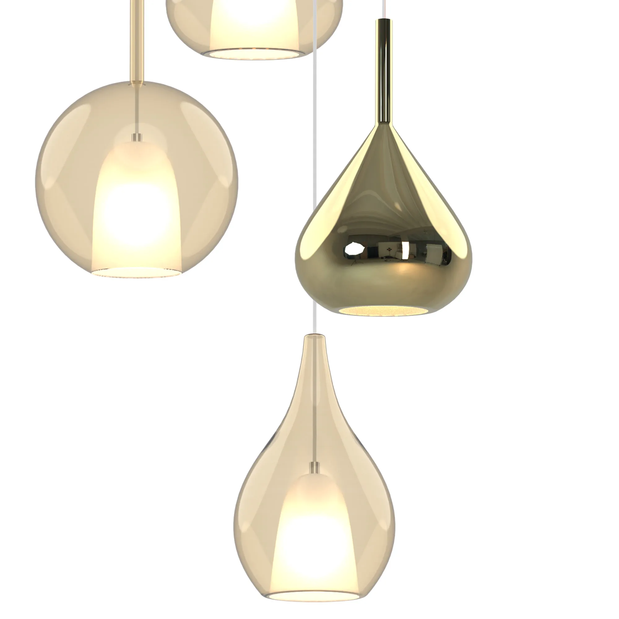 Canterbury Round Pendant With Mixed Glass Shades, 3 Light E27 - Image 5