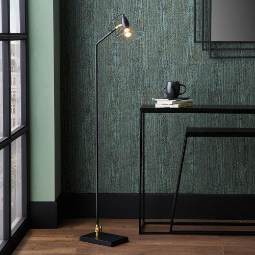 Canton Matt Black Metal and Glass Cone Floor Lamp - Image 2