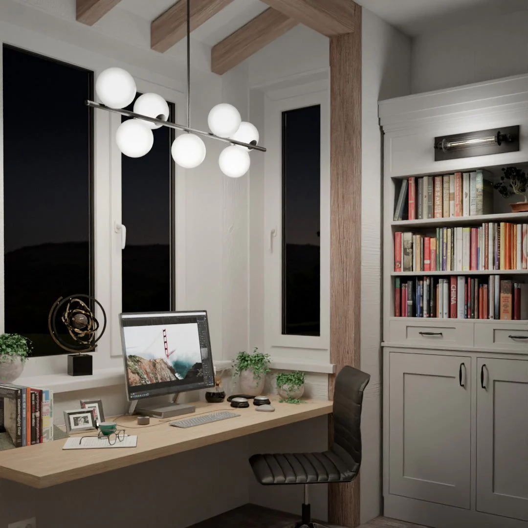Cape Town 6Lt Kitchen Table/Island Ceiling Light - Brass Finish - Image 2
