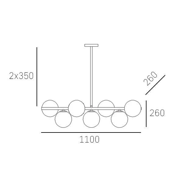 Cape Town 6Lt Kitchen Table/Island Ceiling Light - Brass Finish - Image 4