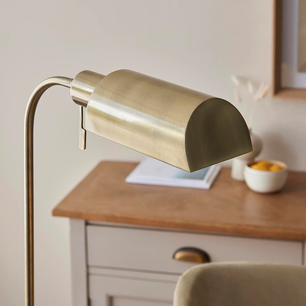 Capella Reader Floor Lamp -Brass Opal/Brass Finish E27 - Image 10
