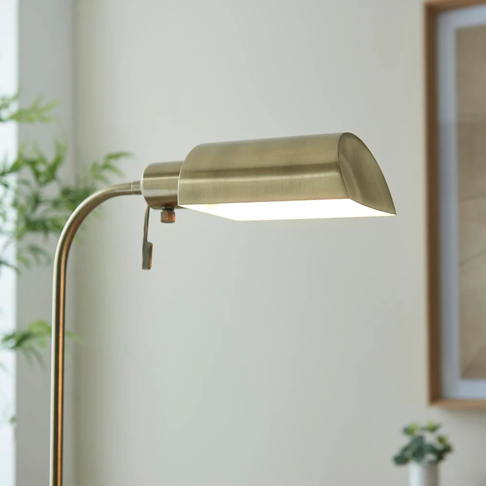 Capella Reader Floor Lamp -Brass Opal/Brass Finish E27 - Image 11